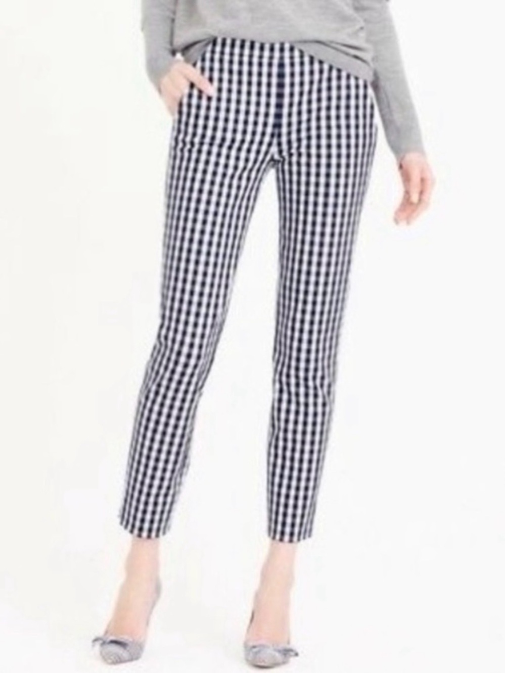 J Crew Martie navy gingham ankle pants